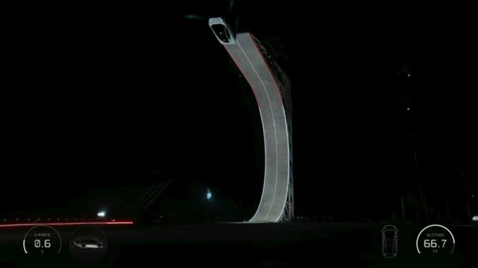 Off the ramp, still inverted (66.7 ft).